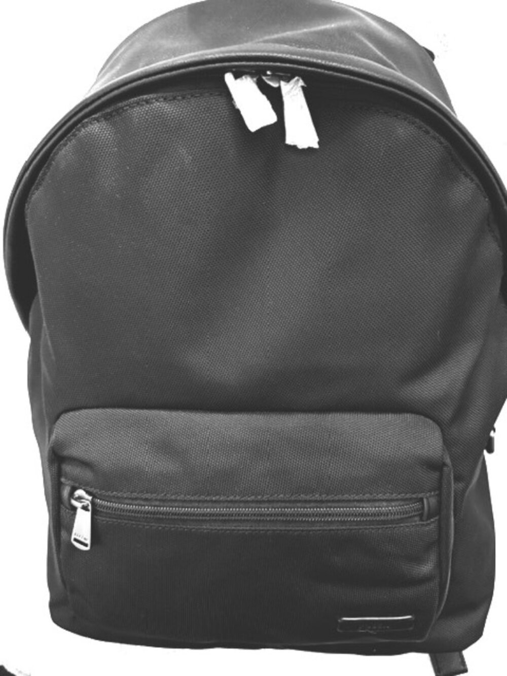 Fossil Sawyer Dual Zippered Dome leather and nylon black backpack NWT